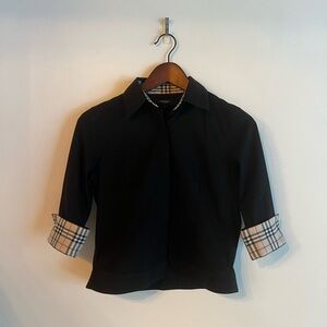 Burberry 3/4 sleeve Plaid Button-Up XXS or XS 🖤